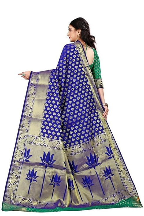 Vasthrlay Banarasi Blue Green Ethnic Wear