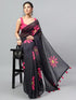 Vasthrlay Black Womens Ready To Wear One Minute Linen Fabric Saree