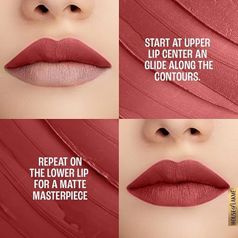 Lakme 9TO5 Primer + Matte Lip Color MR4 Roseatte Red Roseatte Red