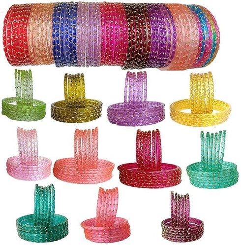 JPS Viral Kashmiri Ghungroo Gold-Plated Glass Bangles Set