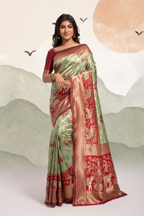 Vasthrlay Banarasi Wedding Unstitched Saree