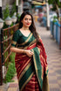 Vasthrlay Kanjivaram Unstitched Material Suitable Az Ys Og Chamkili Parent Maroon Ethnic Wear
