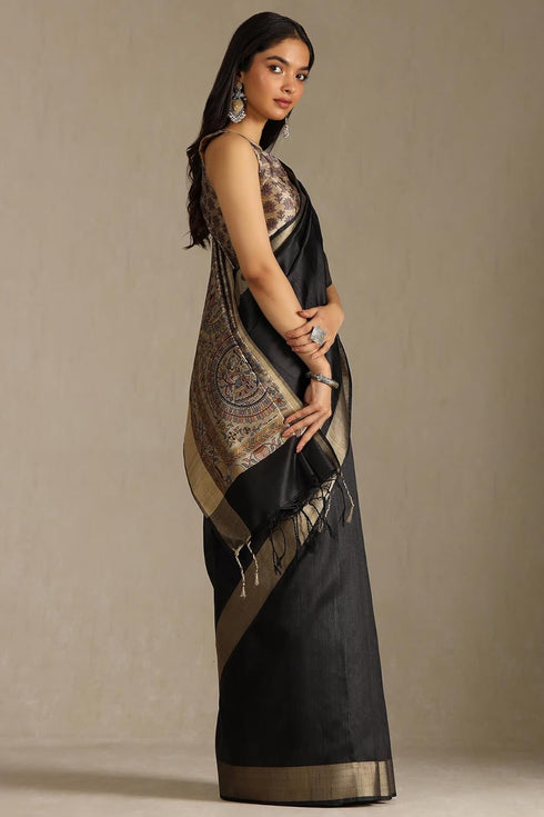 Vasthrlay Tussar Solid Saree