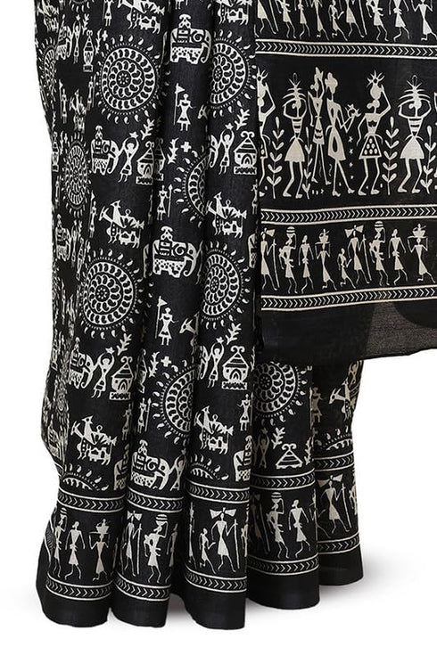 Vasthrlay Black Warli Saree