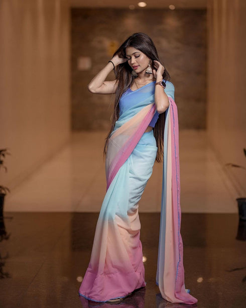 Vasthrlay Printed Georgette Unstitched Paddiiiiiiing Multicolour Free Ethnic Wear