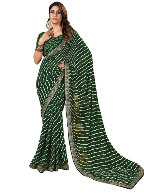 Vasthrlay Georgette Embroidery Unstitched Pink Saree