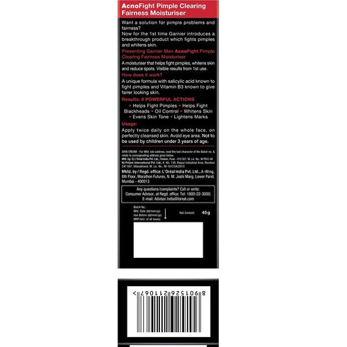 Garnier Men Acno Fight Pimple Clearing Whitening Cream