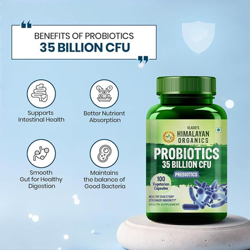 Himalayan Organics Probiotics 35 Billion CFU Prebiotics Capsules
