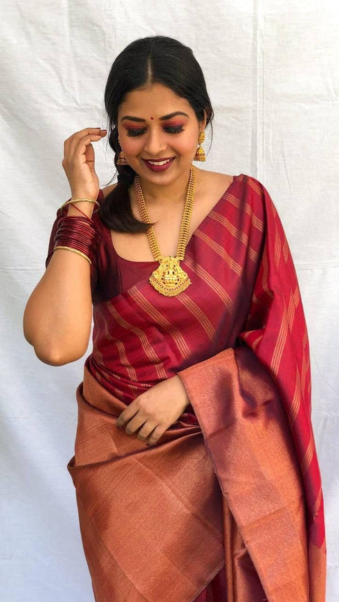 Vasthrlay Maroon Kanjivaram Saree