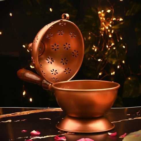 Metal Dhoop Holder and Incense Burner | Loban Dani Dhoop Dani with Handle