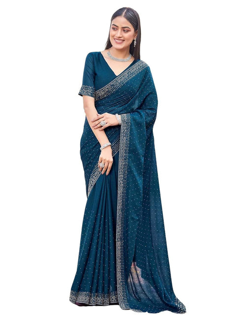 Vasthrlay Georgette Embroidery Dark Saree