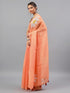 Vasthrlay Peach Linen Floral Printed Saree With Solid Unstitched Linen Blouse Piece