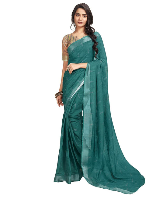 Vasthrlay Womens Printed Unstitched White Saree
