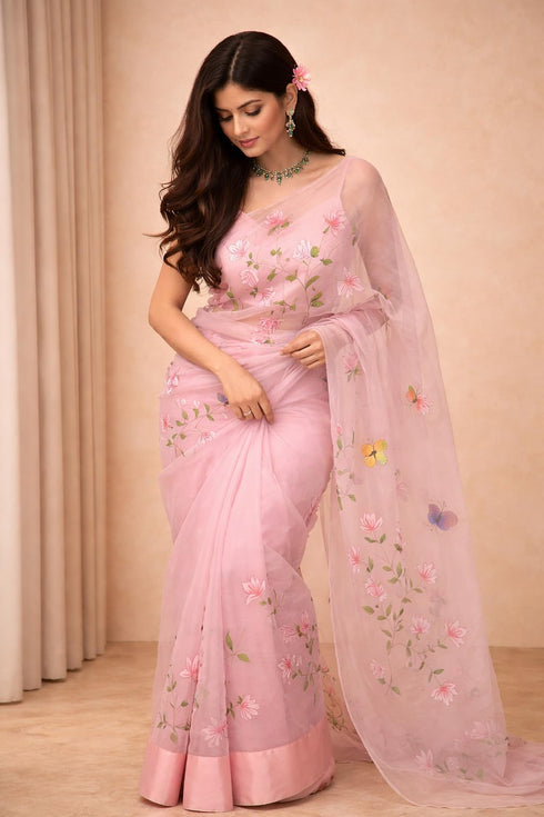 Vasthrlay Organza Painted Saree