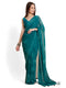 Vasthrlay Georgette Printed Unstitched Turquoise Saree
