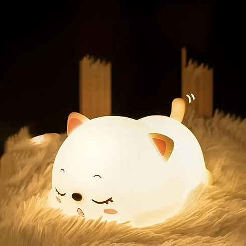 Rechargeable Silicone Cat Night Light for Kids