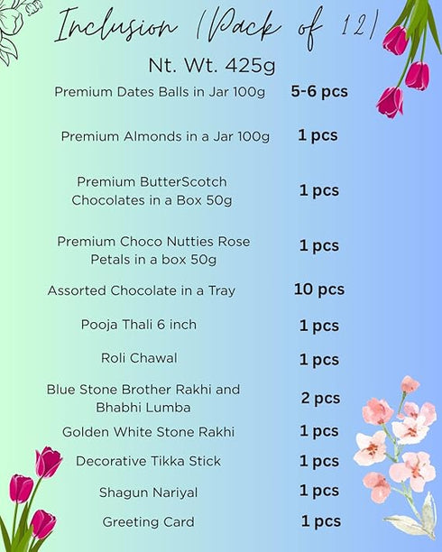 Nutrisnacksbox 13 Item Rakshabandhan Gift for Brother with 2 Rakhi and 1 Lumba