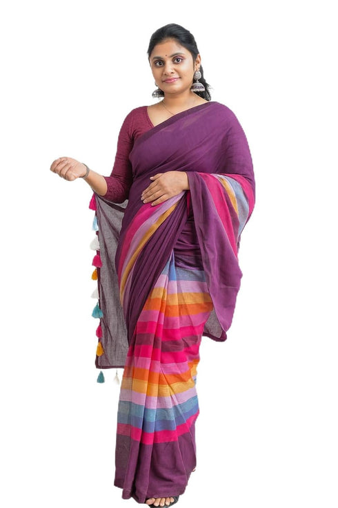 Vasthrlay Multicolor Striped Tassels