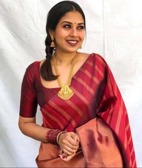 Vasthrlay Maroon Kanjivaram Saree
