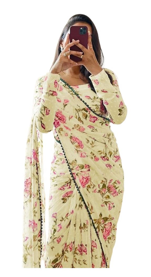 Vasthrlay Georgette Digital Printed Unstitched Ethnic Wear