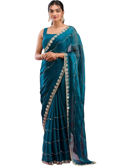 Vasthrlay Green Embroidery Saree