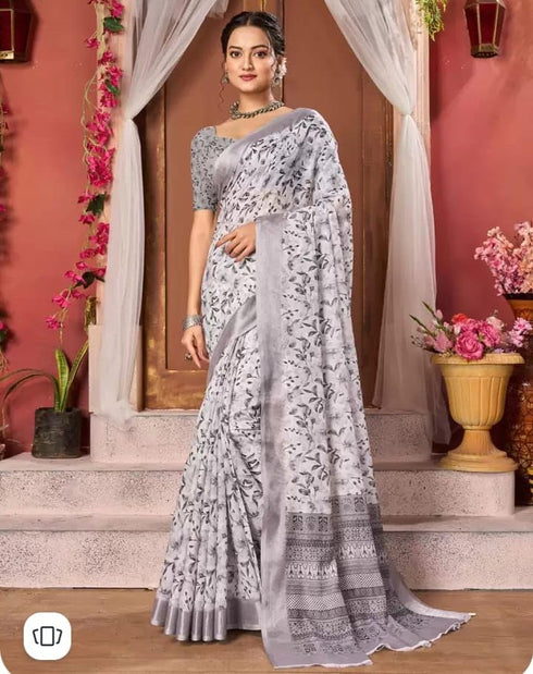 Vasthrlay Women's Cotton Kalamkari Wedding Saree With Blouse Piece