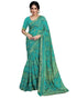 Vasthrlay Chiffon Bandhani Teal Green Saree With Unstitched Blouse Piece