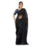 Vasthrlay Georgette Printed Unstitched Dark Green Saree