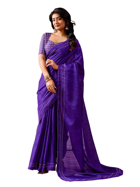 Vasthrlay Embroidery Peach Saree
