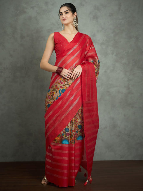 Vasthrlay Kalamkari Printed Unstitched Su Ethnic Wear
