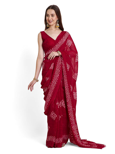 Vasthrlay Shimmer Georgette Printed Rani Saree