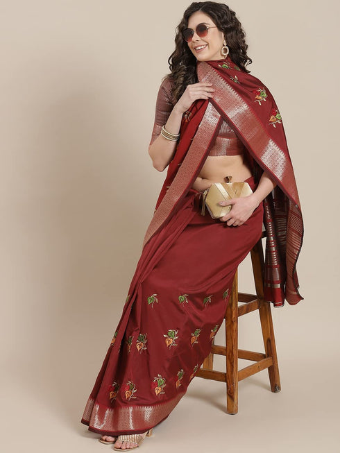 Vasthrlay Colourful Embroidery Saree