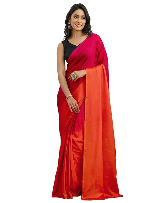 Vasthrlay Chinnon Padding Unstitched Rani Pink Saree