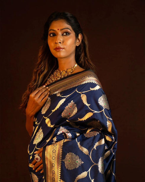 Vasthrlay Yellow Banarasi Wedding Saree