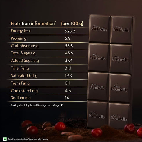 Cadbury Bournville Dark Chocolate Bar with Cranberry 80g | Pack of 5