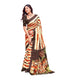 Vasthrlay Womens Abstract Beige Saree With Brown Unstitched Blouse Piece