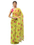 Vasthrlay Green Floral| Solid| Striped Design Georgette Saree With Unstitched Blouse Piece