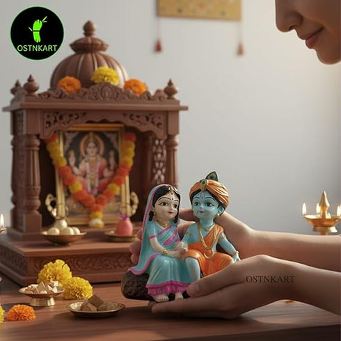 Radha Krishna Polyresin Idol – 4 Inch Multicolour