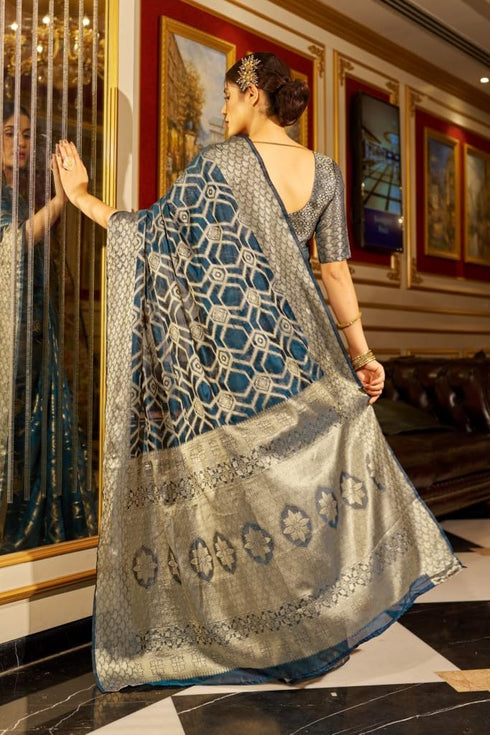Vasthrlay Women's Organza Designer Unstitched Saree
