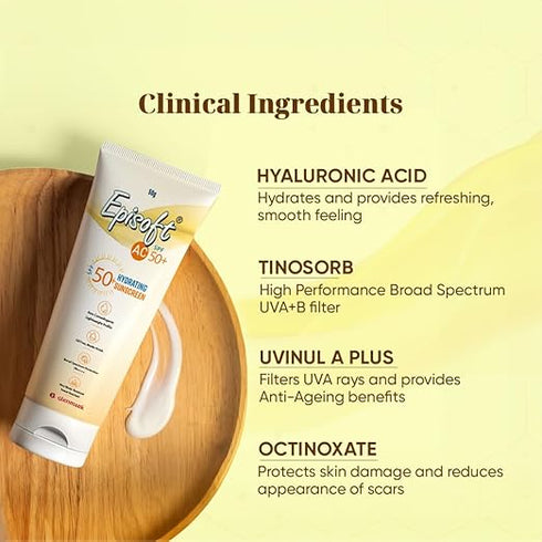 Episoft AC SPF 50+ Sunscreen | Maximum Hydration | 50gm
