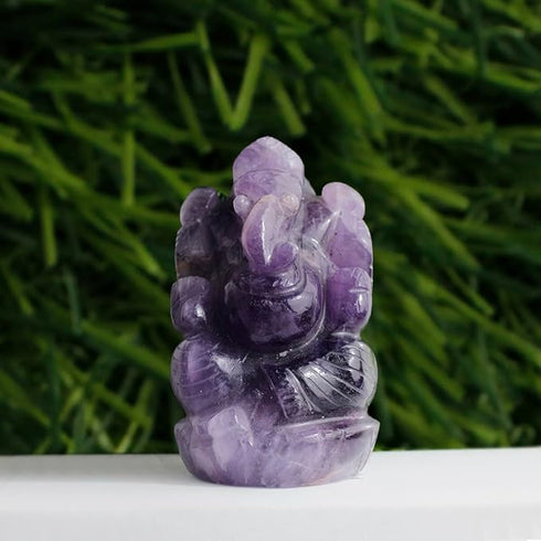 Hand Carved Gemstone Ganpati Murti for Pooja