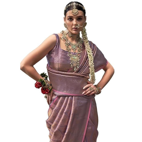 Vasthrlay Kanjivaram Unstitched Occasions Luxurious Saree