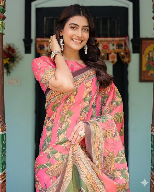 Vasthrlay Handloom Traditional Kalamkari Unstitched