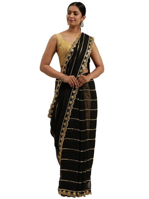 VasthrlayGeorgette Embroidered Designing Saree