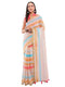 Vasthrlay Multicolour Chevron Printed Linen Saree With Unstitched Blouse