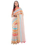 Vasthrlay Women'S Multicolour Chevron Printed Linen Saree With Unstitched Blouse