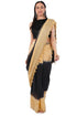 Vasthrlay Womens Beige And Black Cotton Ready To Wear Saree