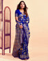 Vasthrlay Pure Kanjivaram Silk Blue Saree Banarasi With Blouse Piece