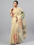 Vasthrlay Beige3 Floral And Solid Design Polyester Saree With Unstitched Blouse Piece