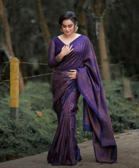 Vasthrlay Purple Kanjivaram Saree
